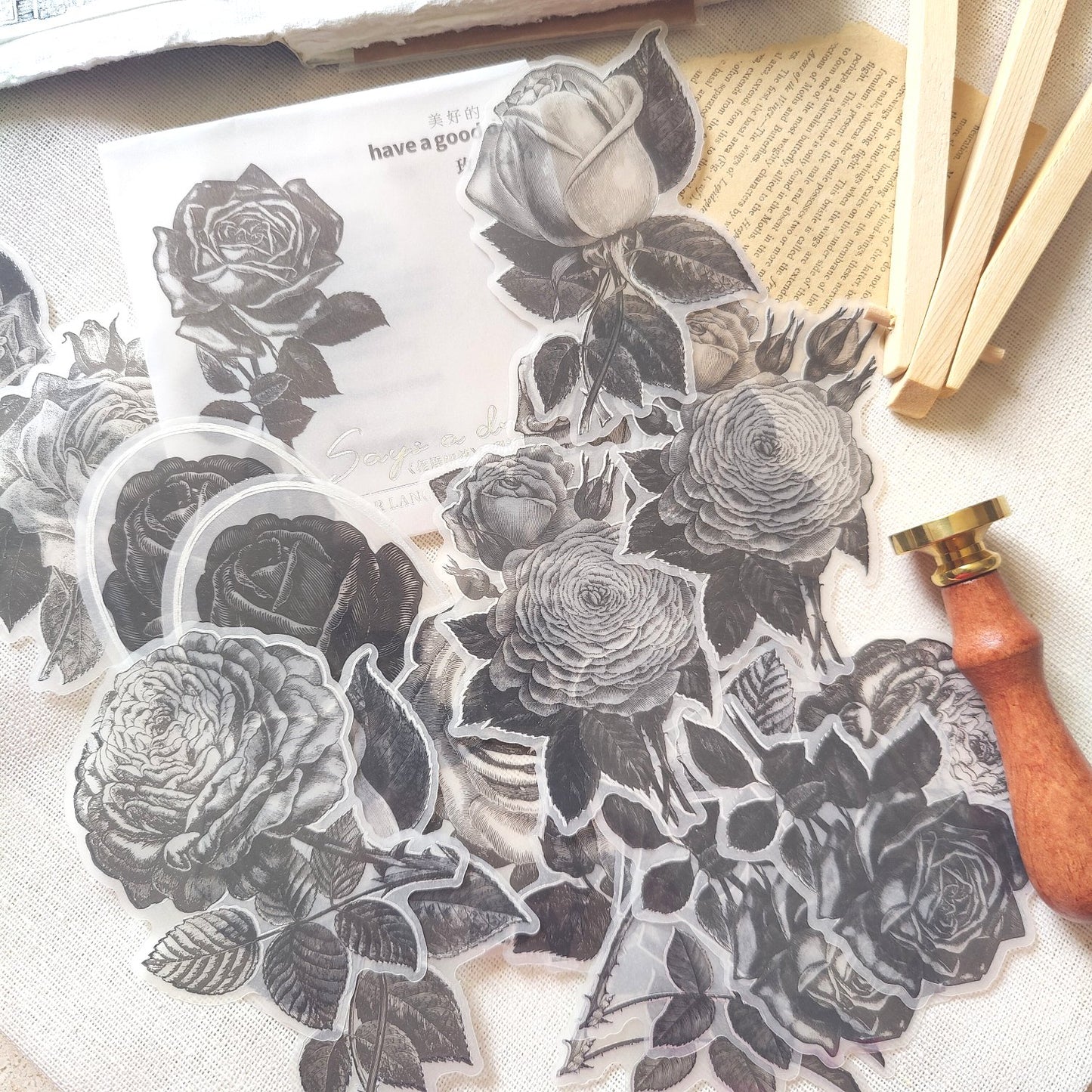 Monochrome Big Flower Pet Sticker