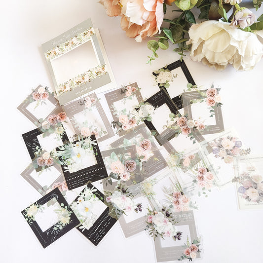 Black Grey Floral Frame sticker pack
